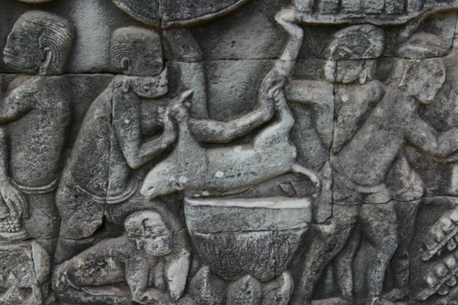 Angkor bas relief pig for dinner