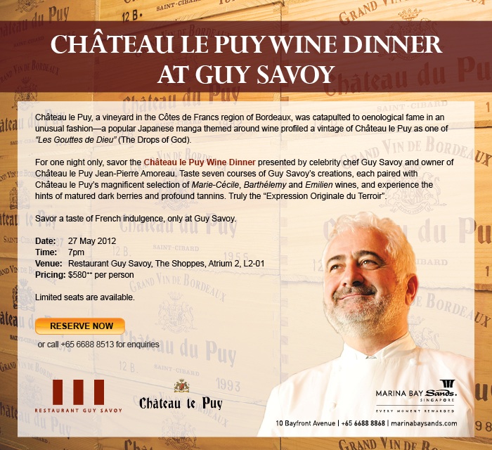 Château Le Puy wine dinner at restaurant Guy Savoy