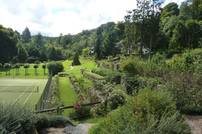 Gidleigh Park - view of gardens and tennis court