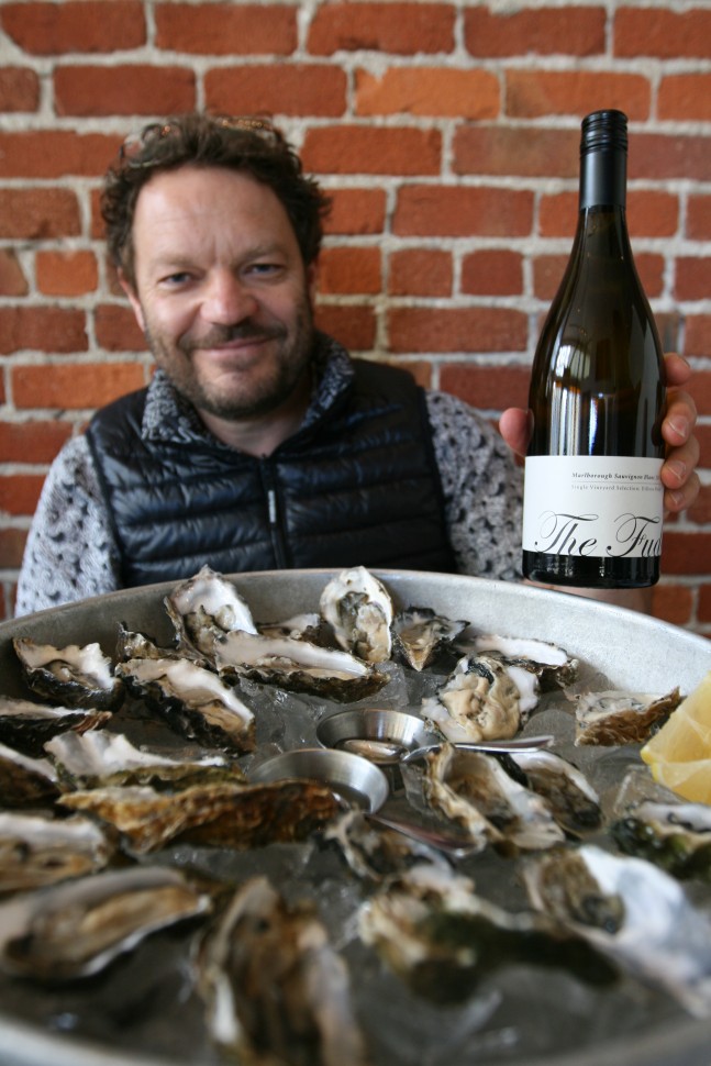 Marcel Giesen at Cafe Zuni - Oysters and Giesen The Fuder Sav Blanc Lres