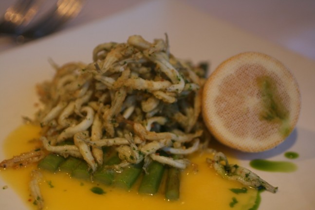 Crispy-fried whitebait with lemon butter sauce