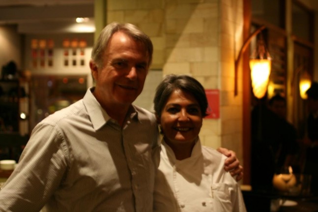 Coriander Leaf Chef-Proprietor Samia Ahad and Sam Neill