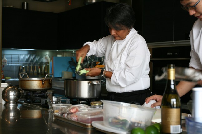 Samia Ahad demo cooking at Coriander Leaf