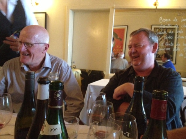 The Wandering Palate - Celebrating with the lads at France-Soir Restaurant - the guy next to me is my lawyer Jenks - always have your lawyer close at hand