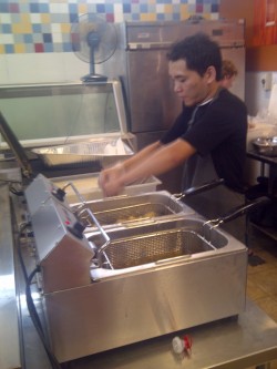Our Fish n Chip Chef from Greenwood Fish Market doing a brilliant job of cooking 300 serves!