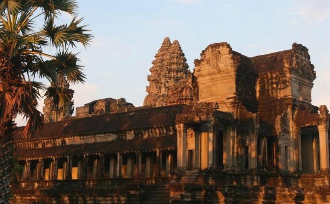 angkor wat sepia close up