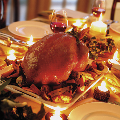 Roast turkey on Christmas dinner