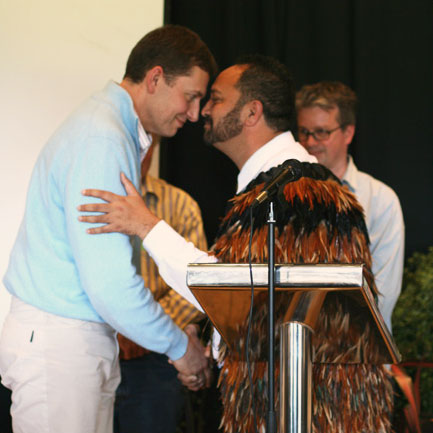 Olivier Humbrecht greeted by Maori Elder