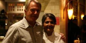 Coriander Leaf Chef-Proprietor Samia Ahad and Sam Neill