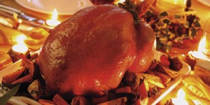 Roast turkey on Christmas dinner